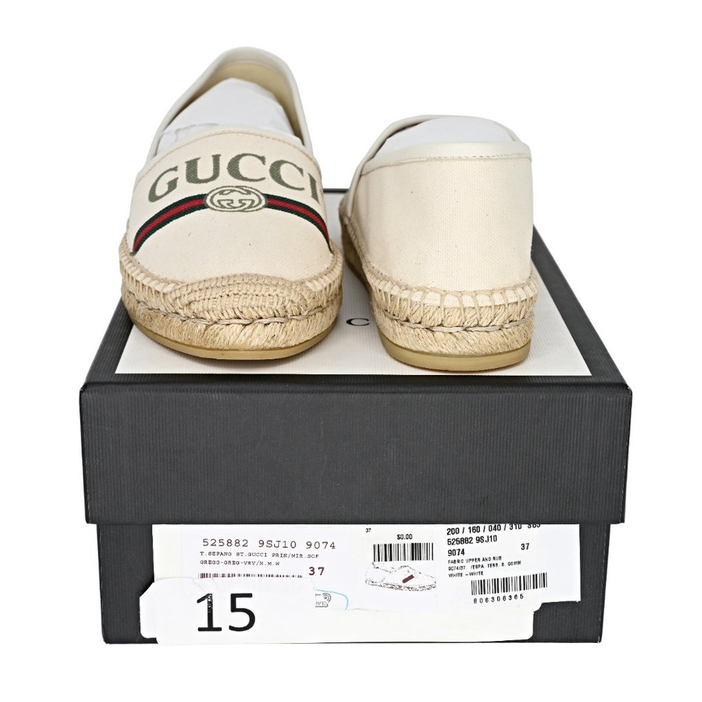 Gucci Women's Logo Print Canvas Espadrille Flats - Picture 6 of 12